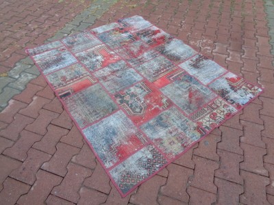 5,7x4,6 Vintage Patchwork Teppich für Kinderzimmer, stabiler Foyerteppich, Garagenteppich 2654