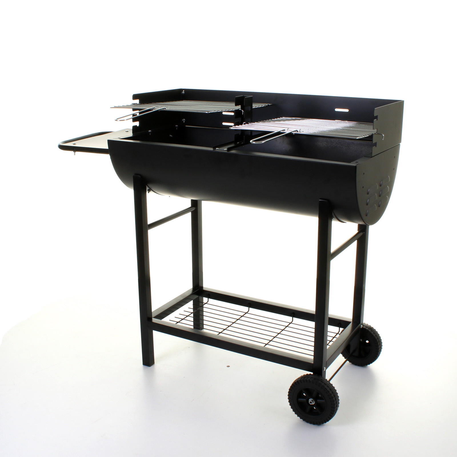 Large Half Barrel BBQ Barbecue Steel Charcoal BBQ Grill Outdoor Patio