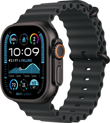 Apple Watch Ultra 2 (2024) - Titan Schwarz Ocean Armband - Schwarz Neu / OVP