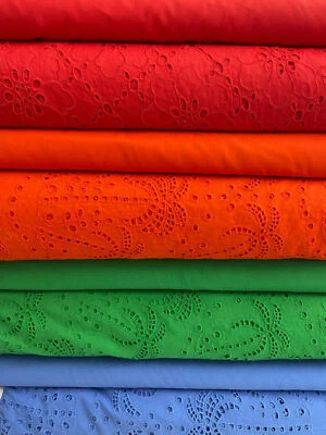 Eyelet Embroidered Broderie Anglaise Or Cotton Lawn Fabric by the 1/2M* Brights - Image 1 of 4