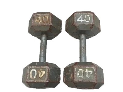 40 lb Hex Cast Iron Dumbbells USA SHIPS ASAP! 40 Total Used Hand