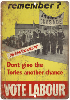 England United Kingdom Vote Labour Party RARE 12'' x 9'' Reproduction Metal Sign