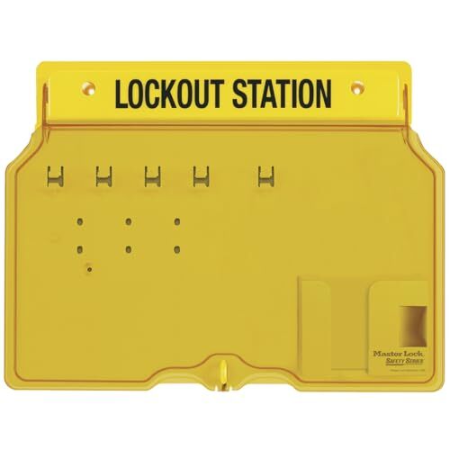 Master Lock Unfilled Padlock Lockout Station with Cover Rack da Parete, Giallo,