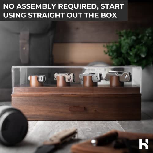 Holme & Hadfield Pocket Knife Display Case Stand Walnut EDC Storage