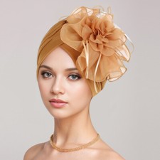 Indian Large Flower Turban Hijab Muslim Women Chemo Cap Hat Bonnet Wrap Headwear