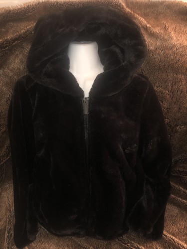 CALVIN KLEIN FAUX FUR BLACK HOODIE 