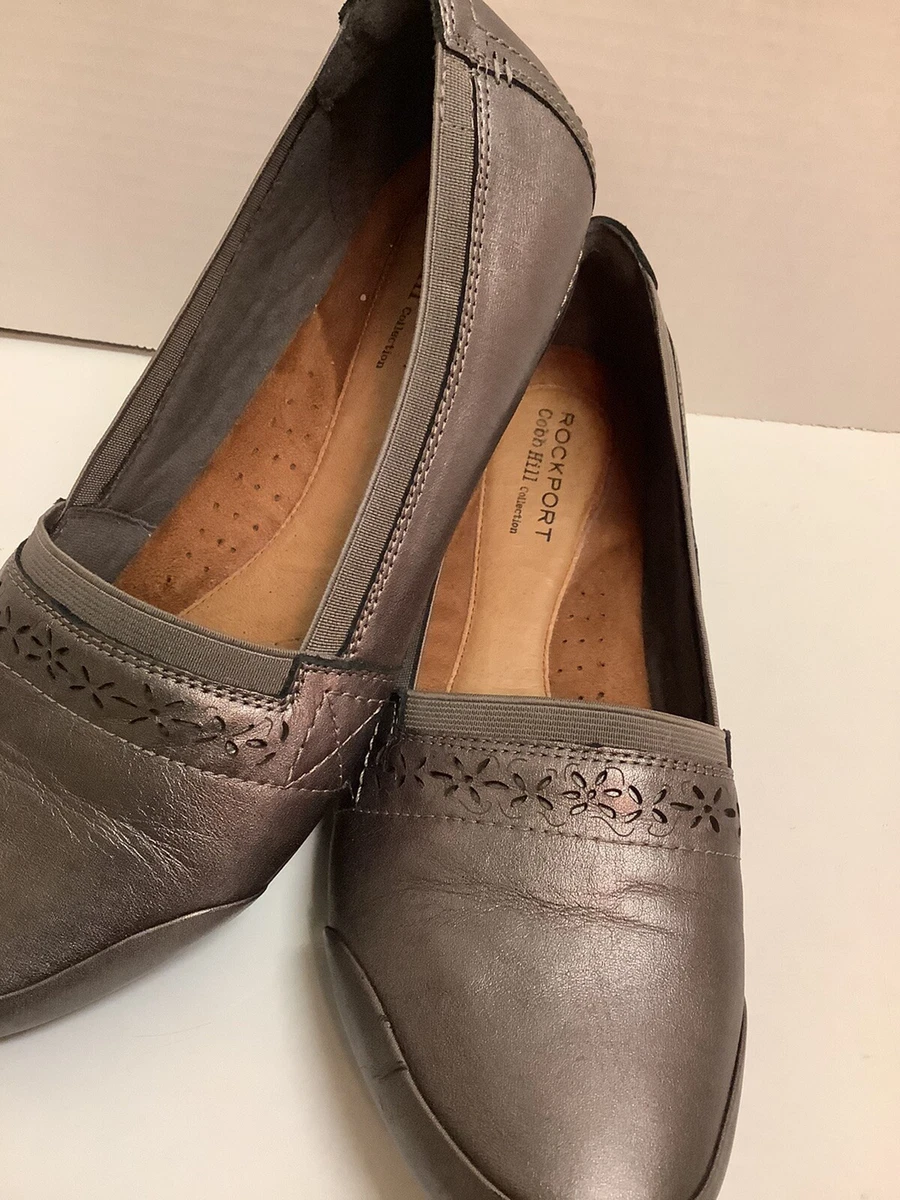 Rockport Cobb Hill GIGI CH Slip On Metallic Pewter Mule Flat