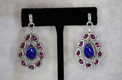 Große Lapis Rhodolith Granat Ohrringe