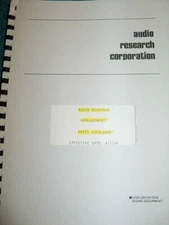 ORIGINAL AUDIO RESEARCH PARTS CATALOGUE 1984 NICE 