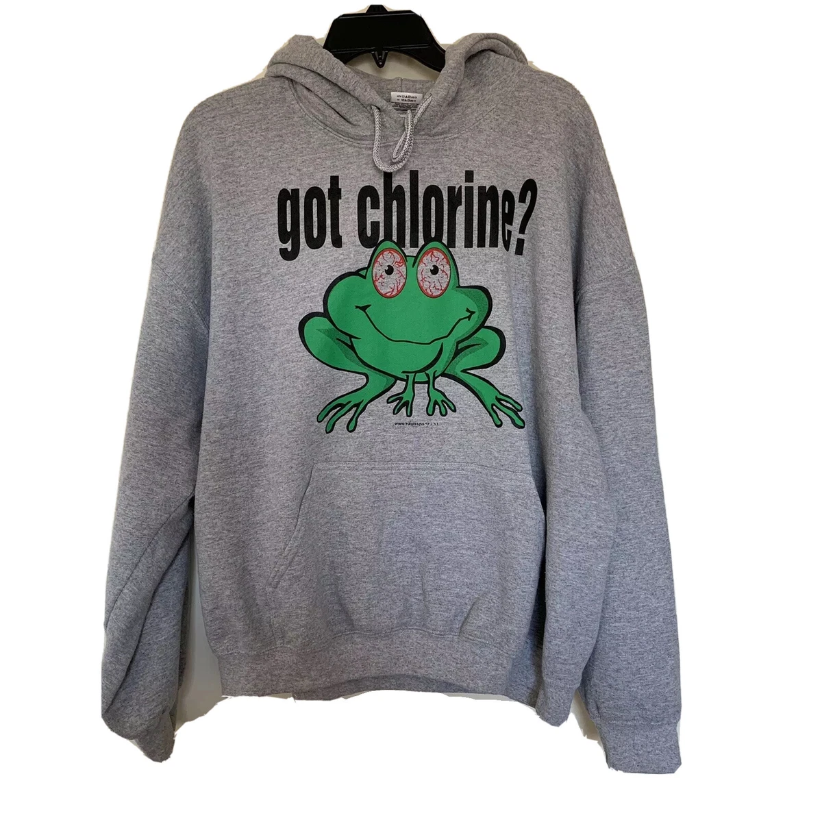 Got Chlorine Swimming Red Eye Frog Peace Love Swim Gray Hoodie Adult XL