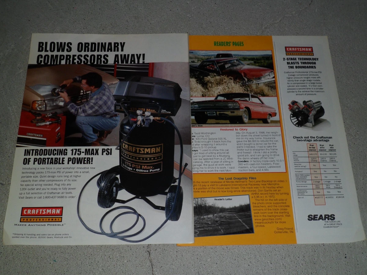 2000 CRAFTSMAN PROFESSIONAL AIR COMPRESSOR AD ARTICLE eBay
