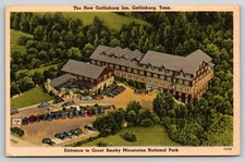 Tennessee~Air View Of The New Gatlinburg Inn~Great Smoky Mtns Natl Park~Linen PC