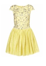 Topshop Dress Up Yellow Diamante Prom Dress Size 8