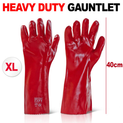 Rote PVC Gummi Arbeitshandschuhe 16'' langer Arm Chemikalienschutz Stulpe industrieller Einsatz