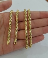 Real 10k Yellow Gold Rope Chain Diamond Cut 4mm 28 Inch Necklace Men Women