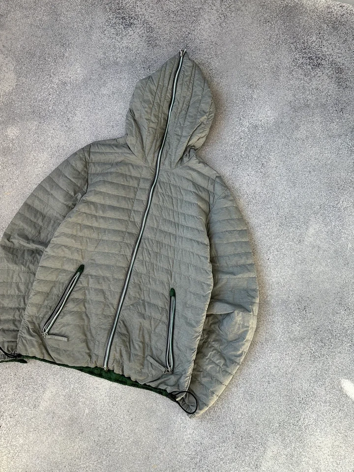 Chaqueta Duvetica Reversible Micropuffer Abajo Cremallera Completa Para Hombre Verde Gris Talla M Foto 2 de 4