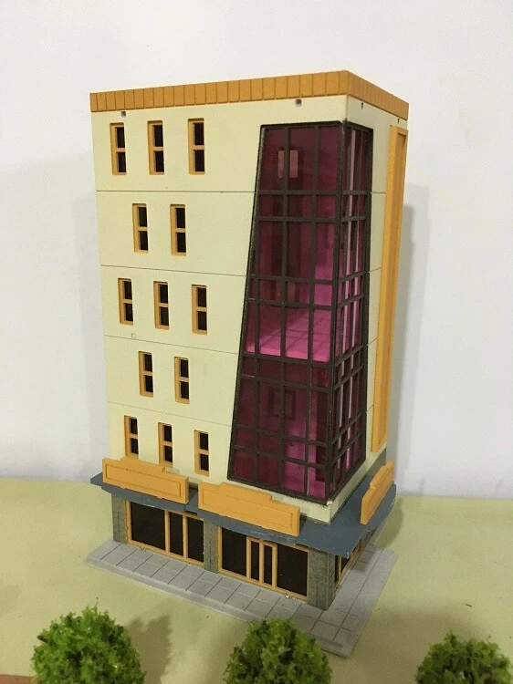 1/160 N Scale Buildings Train Railway Layout Modern Model Blue/Yellow House 13cm - Image 2 of 4