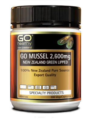 Go Healthy GO Mussel NEW ZEALAND Green Lipped Mussel 2,600mg 300 Capsules