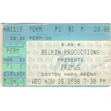 PRIMUS & MEAT PUPPETS Concert Ticket Stub DAYTON OHIO 11/15/95 HARA ARENA Rare