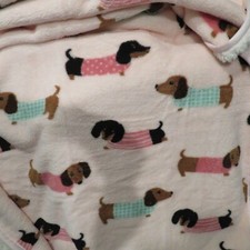 Dachshund Dog Pretty in Pink Sherpa Pet Blanket Throw 40" x 50" NWT Woman Owned