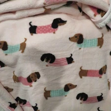 Dachshund Dog Pretty in Pink Sherpa Pet Blanket Throw 40" x 50" NWT Woman Owned