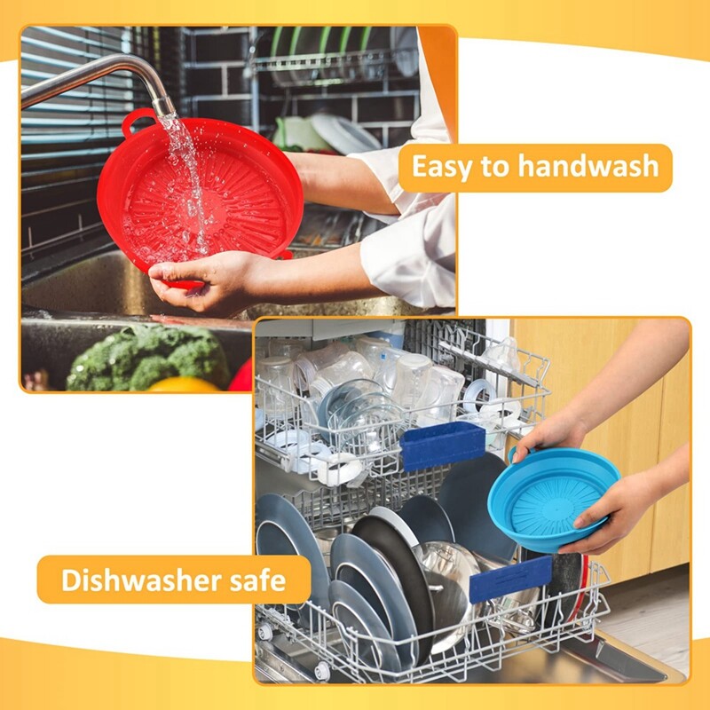 2 Stück Silikon Air Fryer Liner Pot Pergament Liner Antihaft Silikon