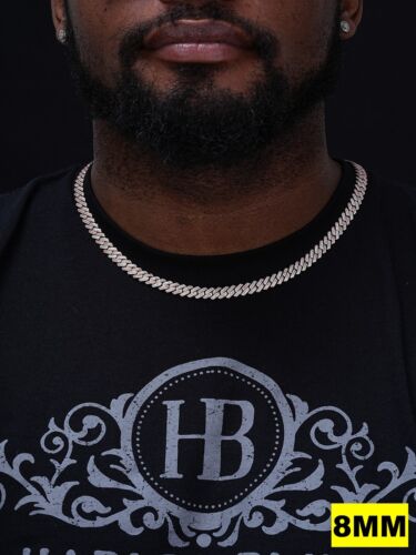 Collana MOISSANITE Miami maglia cubana punta catena argento 925 placcato oro rosa ghiaccio - Foto 3 di 24