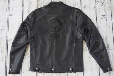 Harley Davidson Mens Iron Jaw Skull Bar&Shield Black Leather