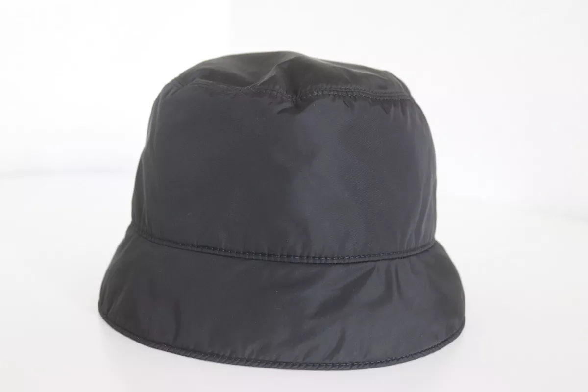 PRADA Rare Linea Rossa 90s 00s Bucket Hat Black Nylon size M Made