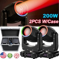 2PCS 200W LED Moving Head Light RGBW Gobo Beam Stage Lighting DJ Disco DMX Case