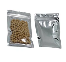 200 Clear Front Silver Aluminum Zip Lock Bags 8.5x14 cm (3.5" * 5.5")