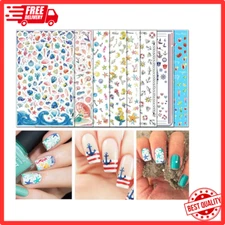 Summer Beach Nail Art Stickers1500+ Pcs Self-Adhesive DIY Oblong12 Sheets Gift