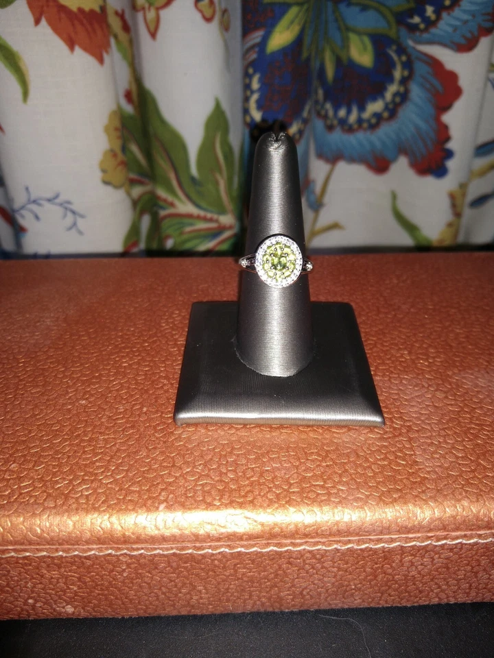 PRECIOSO Anillo Demantoide Raro Granate, Circón en Plat/Plata, Talla 8, TCW = 1,40 quilates Foto 2 de 4