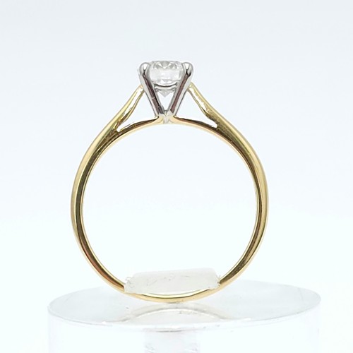 Antique 18ct Yellow Gold 1/2ct Natural Diamond Solitaire Ladies Ring Size J 1/2 - Picture 6 of 7