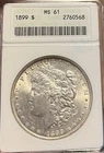 1899 Soapbox Holder! ANACS MS61 Morgan Silver Dollar