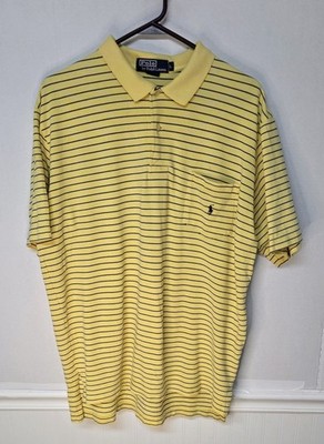 Polo Ralph Lauren Polo Shirt Men's Made In USA (NMI) Yellow Striped Size Large
