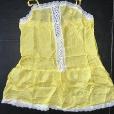 NWT Victoria's Secret S SLIP dress tank Babydoll YELLOW white lace Viscose Silk
