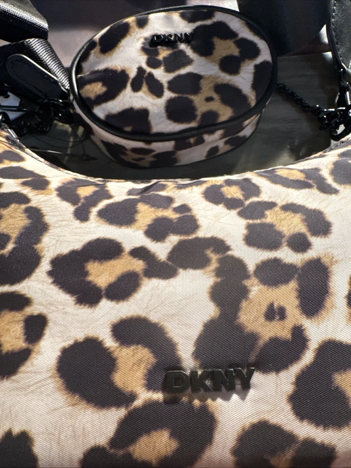 DKNY Cairo MD Leopard Print Pouchette Crossbody Bag with Oval Coin Purse NWT - Image 4 of 4