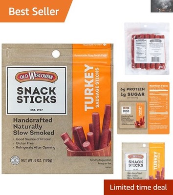 On-the-Go Turkey Sausage Snack Sticks - Gluten Free & Naturally Smoked, 6 Oz