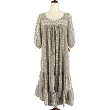 Vtg 80s 90s NOS Two Potato Beachy Geo Print Dress M Vacation Summer Loose Boho