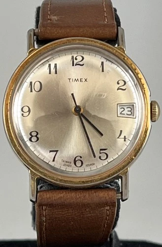 Vintage Mens Gold Tone Mechanical Timex Wristwatch Running Keeping Good Time HB