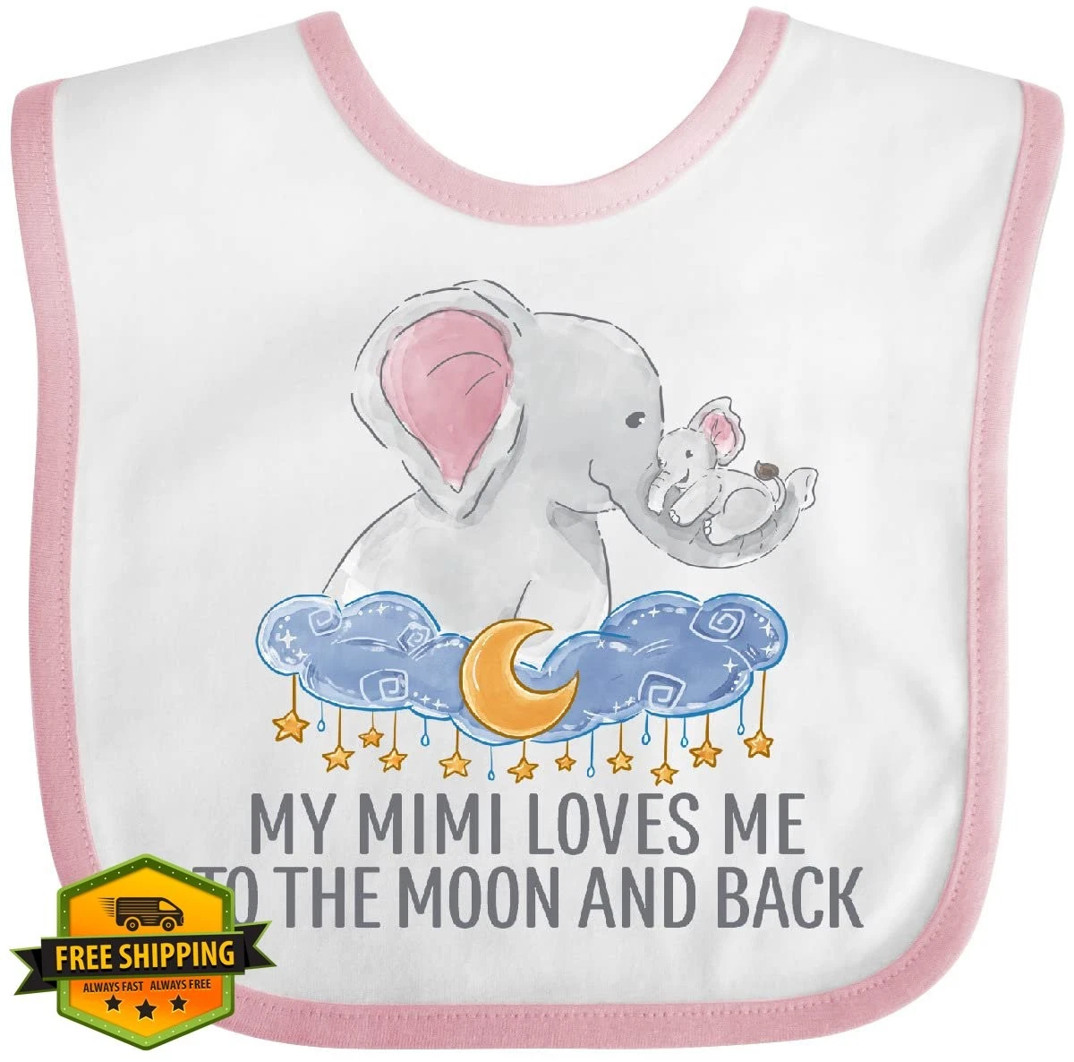 inktastic Mimi Loves Me Bib White Pink