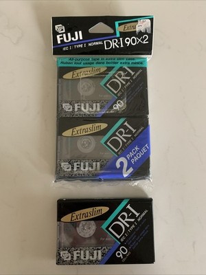 Lot of (3) Fuji DR-I 90 Blank Audio Cassette Tapes Extraslim Type I SEALED