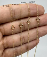 14K Solid Gold Pendant Rope Chain Unisex 0.7mm-1.2mm Link Chain 14"-24"