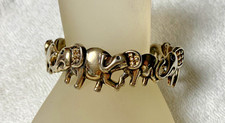 Gold Tone Elephant Figurine Cuff Bracelet b138