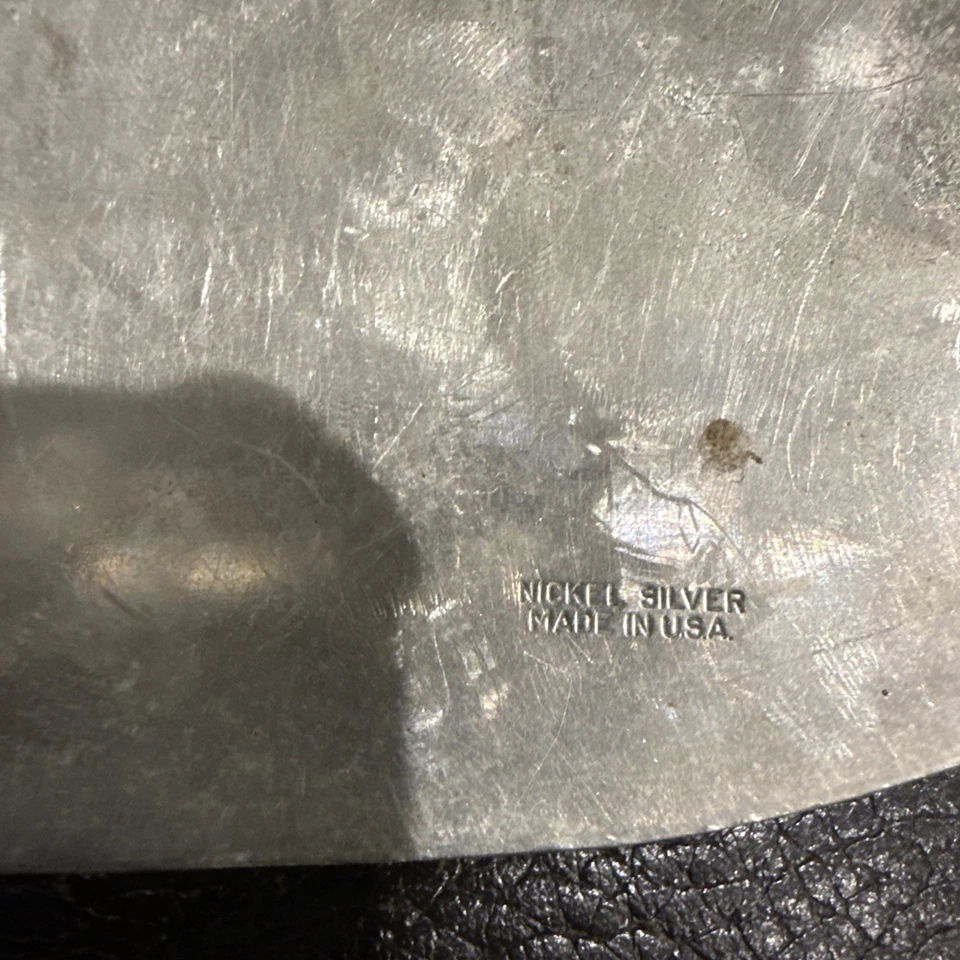 Vintage Belt Buckle Huge Bull Rider Nickel Silver - Image 3 of 3