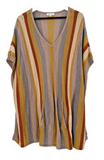 Another Love Stripped Poncho Dress With Pockets Festival Easy Wear Size SMALL