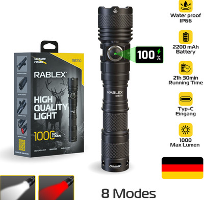 LED Flashlight Battery USB-C Outdoor Waterproof RABLEX