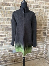 Elie Tahari Size M Tweed Black And Green Long Blazer Coat Jacket  Preppy Classic