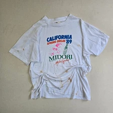 VTG THRASHED SPRING BREAK TEE SINGLE STITCH '89 MIDORI T-SHIRT XL 20x25 MADE USA